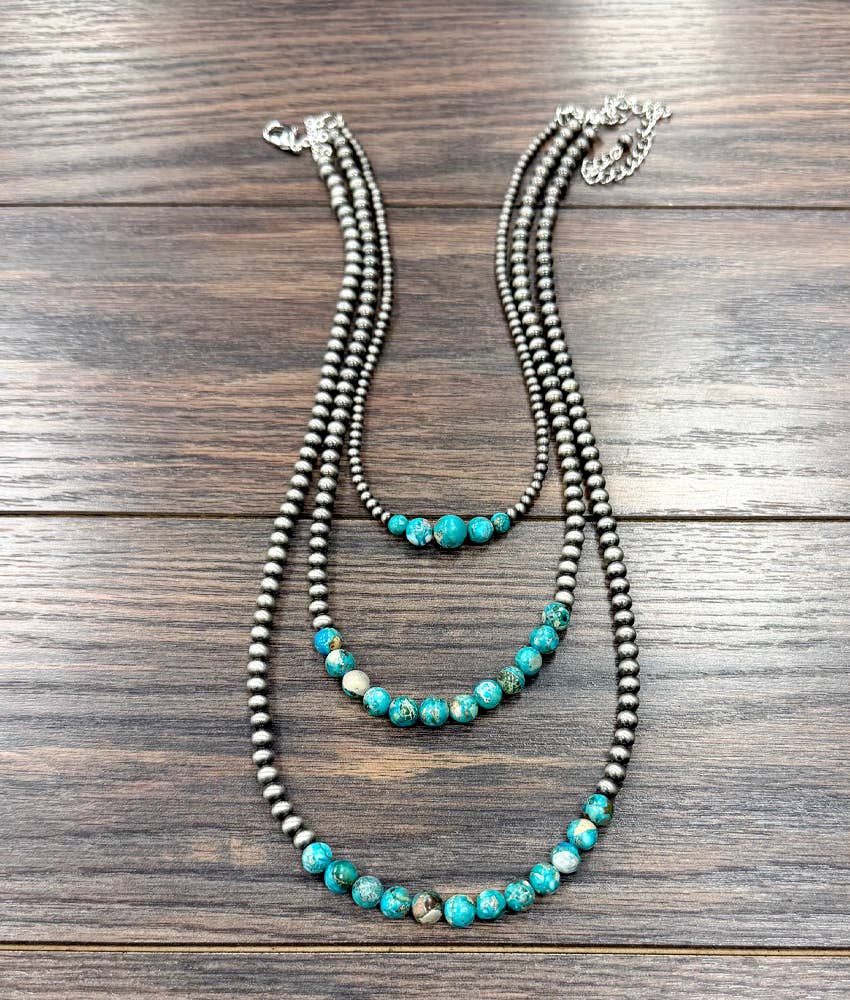 739797, 24" Western Gemstone 3-strand Necklace