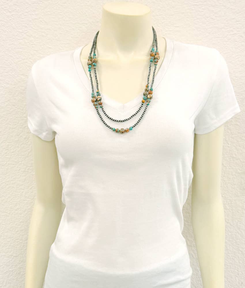739798, 22" Western Gemstone 2-trand Necklace