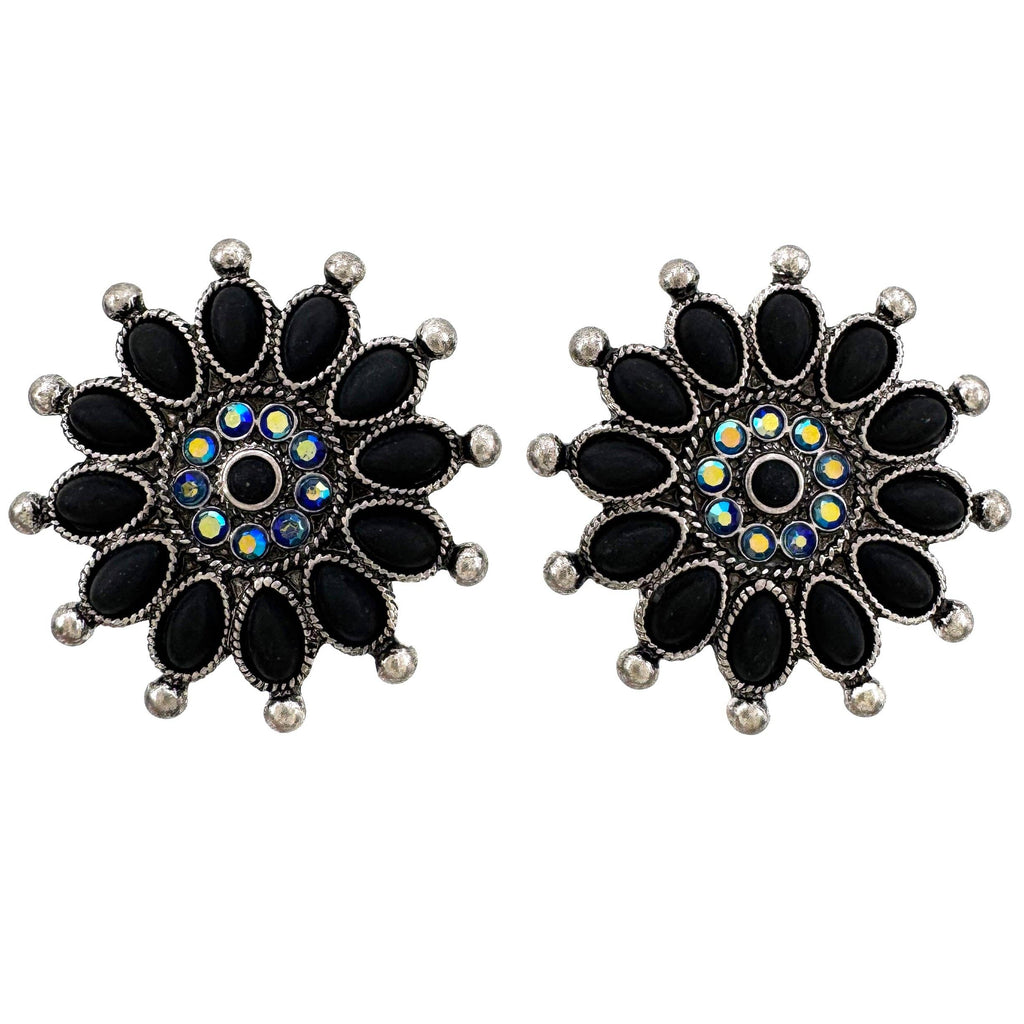 Western Daisy Flower AB Cabochon Stud Earrings