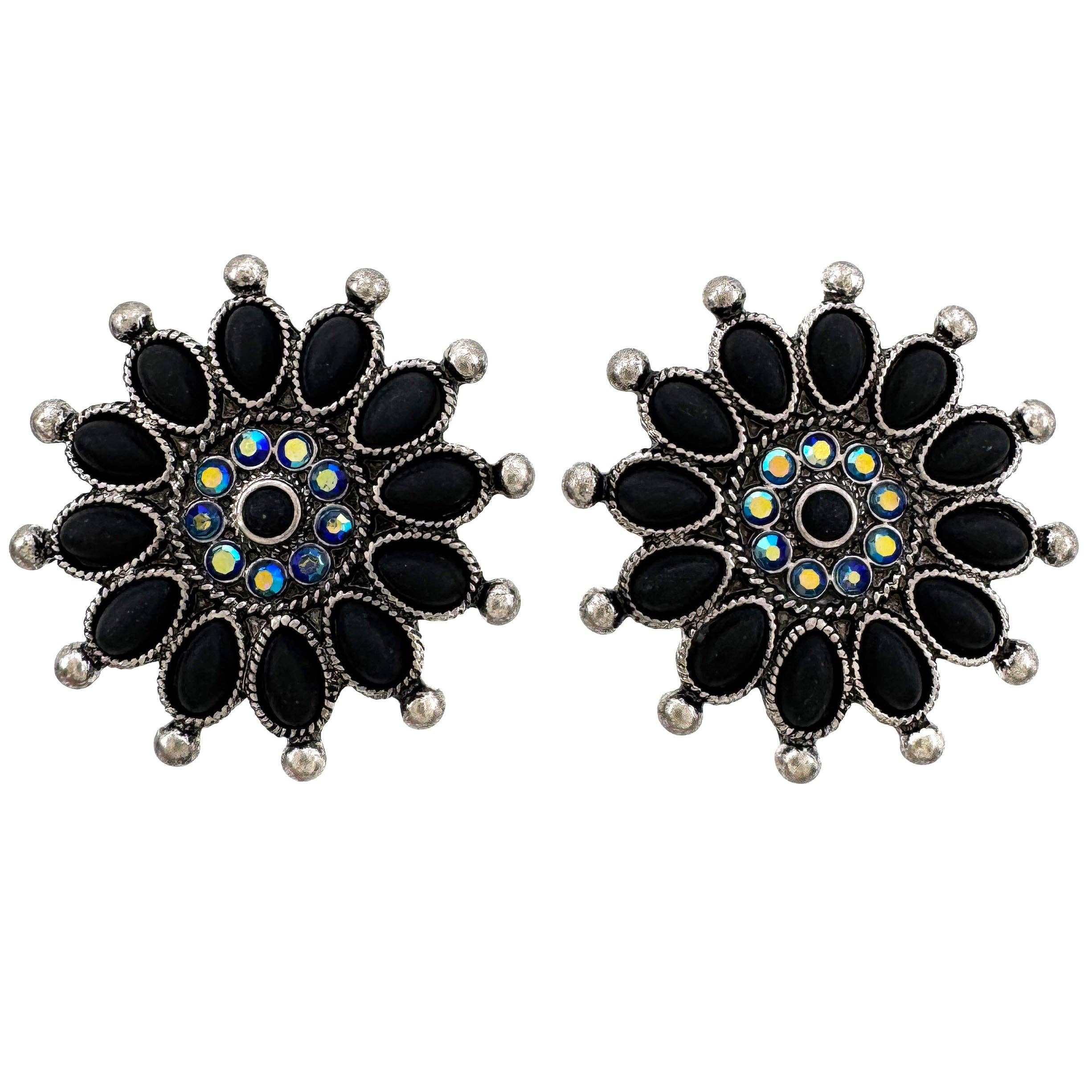 Western Daisy Flower AB Cabochon Stud Earrings