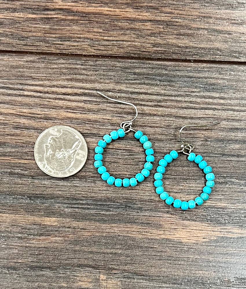 721538, 25mm Hoop, 4mm Synthetic Turquoise Earrings