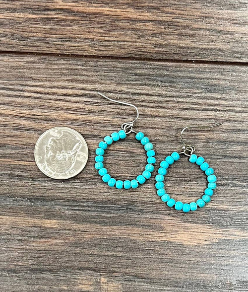 721538, 25mm Hoop, 4mm Synthetic Turquoise Earrings