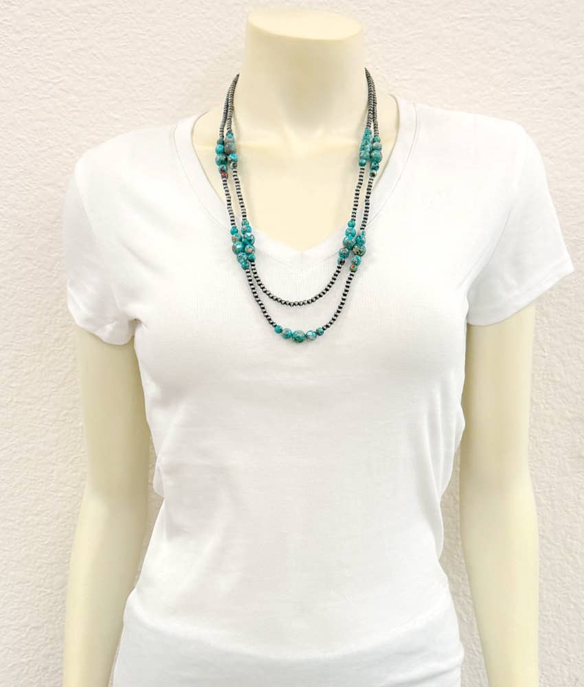 739799, 22" Western Gemstone 2-trand Necklace