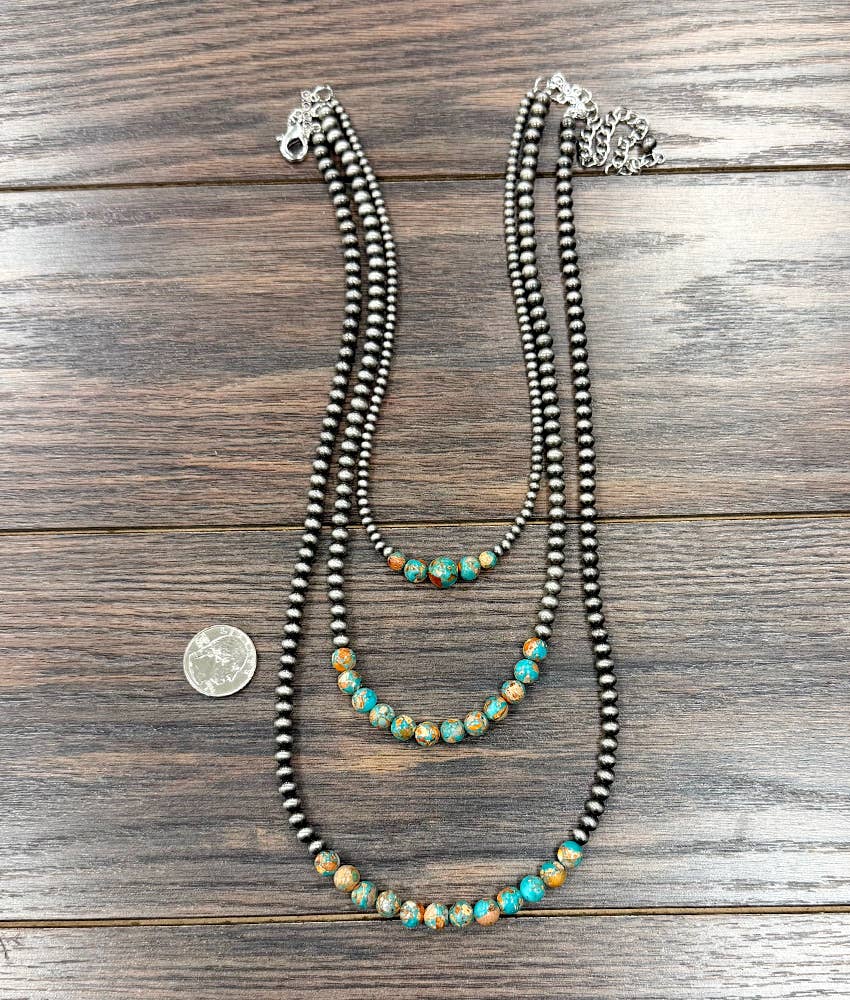 739796, 24" Western Gemstone 3-strand Necklace