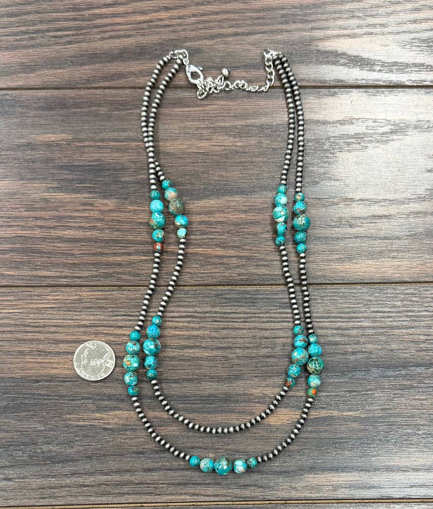 739799, 22" Western Gemstone 2-trand Necklace