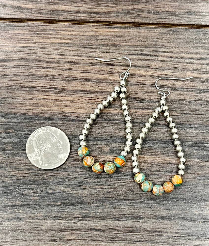 726379, 2" Western Silver Navajo Gemstone Earrings