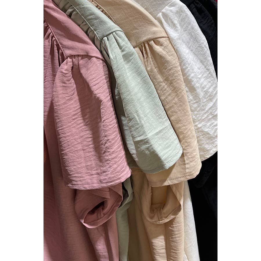 PLUS SIZE V NECK SHORT SLEEVE BLOUSE