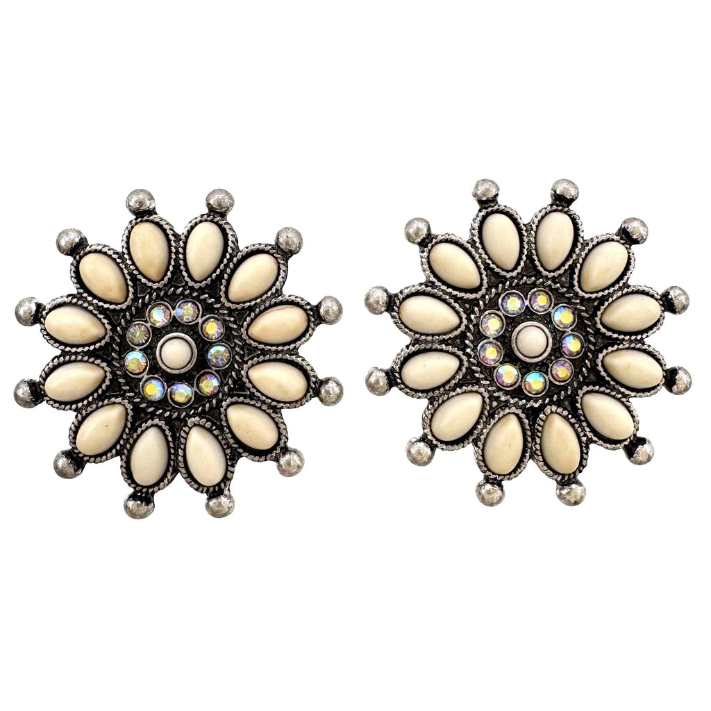 Western Daisy Flower AB Cabochon Stud Earrings