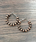 724503, 1" 6mm Copper Western Bead Hoop Earrings