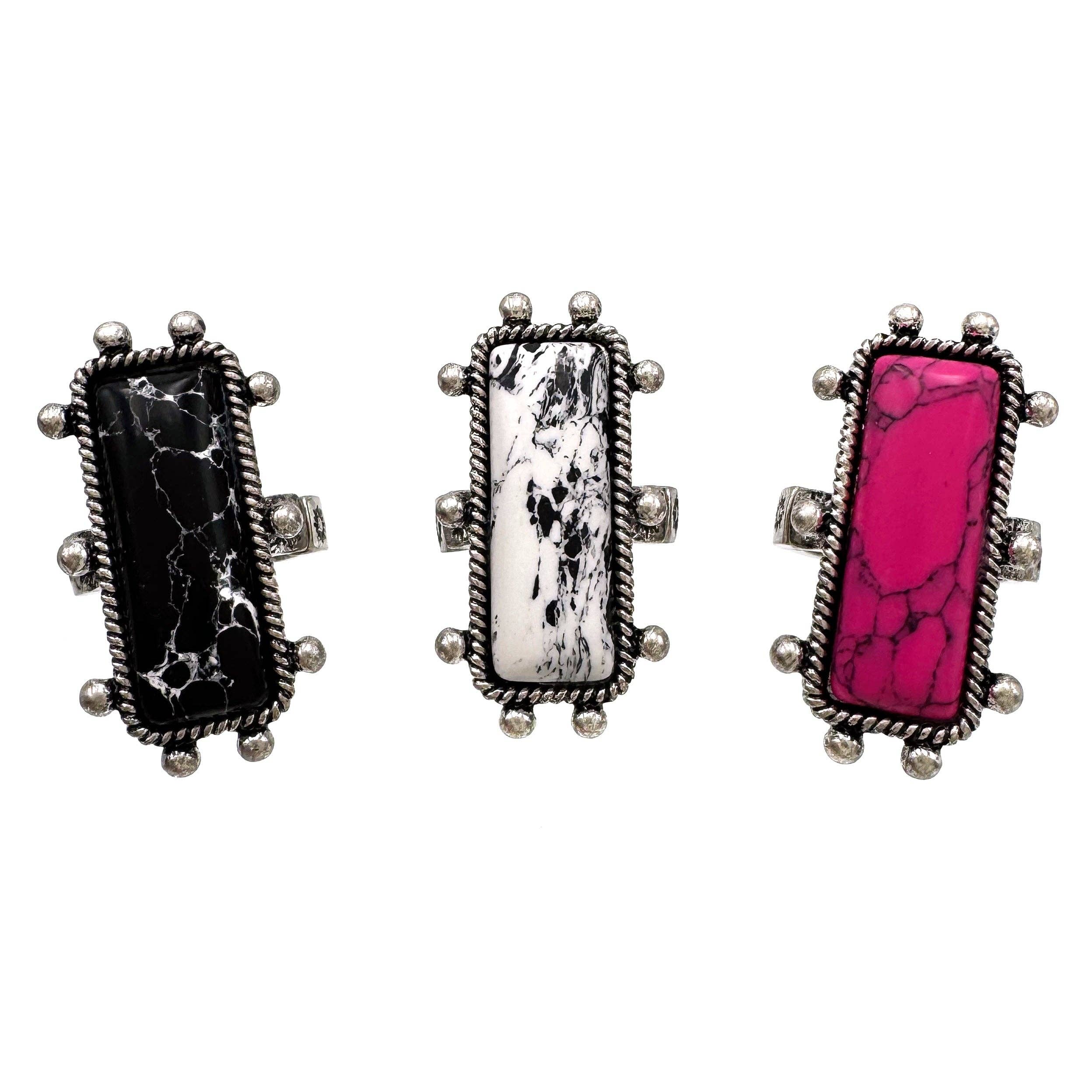 Rectangle Square Turquoise Stone Western Stretch Ring