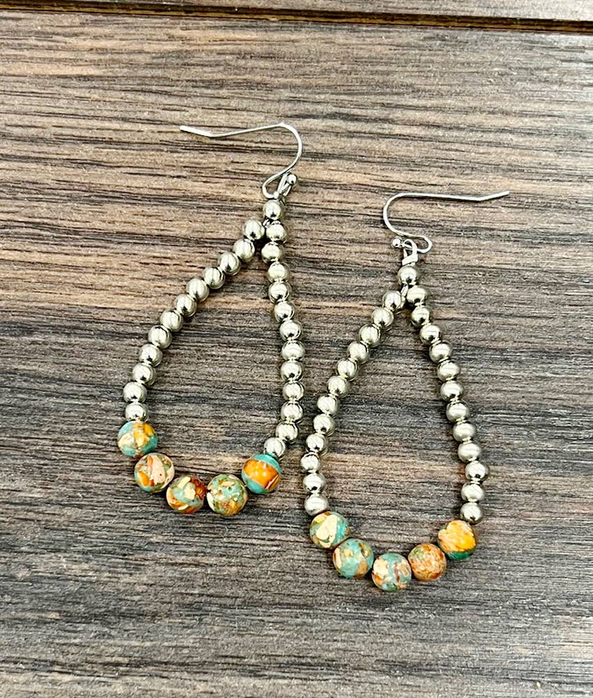 726379, 2" Western Silver Navajo Gemstone Earrings