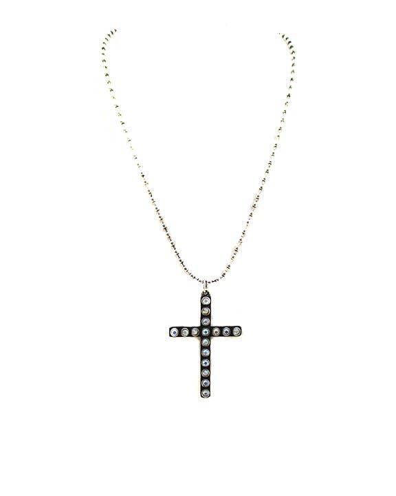 Western Crystal Bubble Cross Necklace