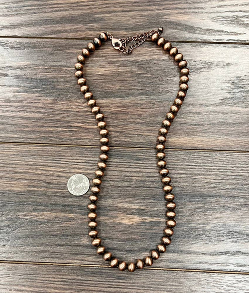 734399, 10mm Copper Western Bead Necklace