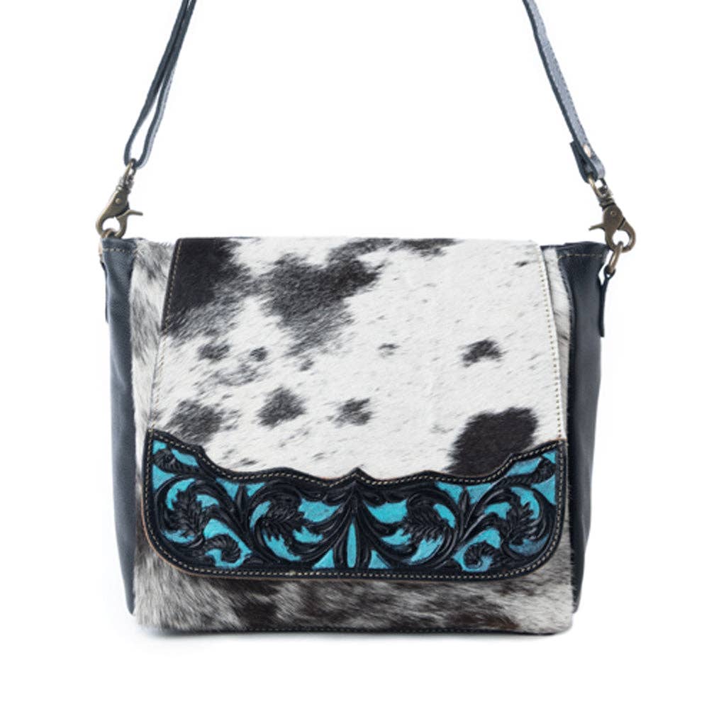 Myra Sagebrush Vale Hairon Leather Concealed Carry Bag in Onyx Frost