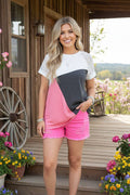 Grey Pink white lace short sleeves women tops XCH14952
