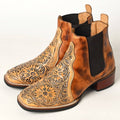 Hand Tooled Genuine Western Leather Riding Ankle Boot