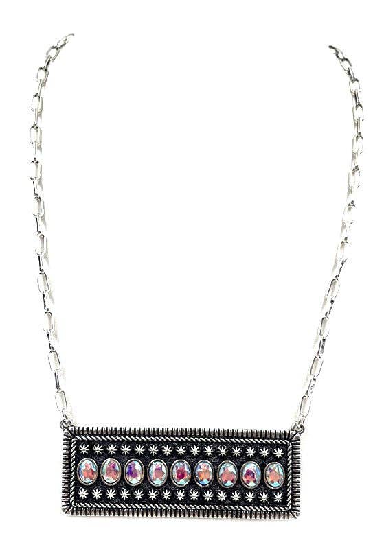 Western Stone Bubble Metal Plate Necklace